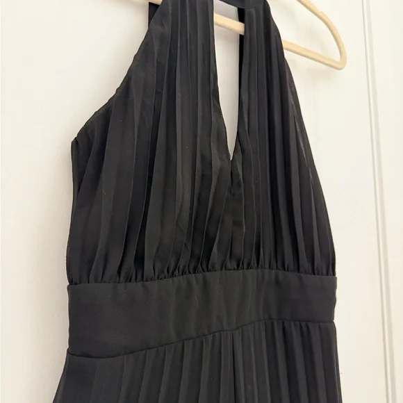 Black Halter Wide-Leg Jumpsuit - Picture 4 of 5